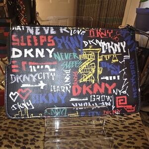 DKNY Urban Graffiti Messenger Wristlet in Black Multicolor